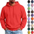 thumbnail image 1 of Husipze Hoodies for Men Workout Casual Fashion Hooded Sweatshirt Solid Fall Winter Long Sleeve Pullover Red XL, 1 of 10