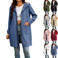 thumbnail image 1 of Husipze Hoodies for Women Fall Winter Mid Length Long Sleeved Drawstring Solid Hooded Sweatshirt With Pocket Blue S, 1 of 10