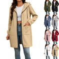 thumbnail image 1 of Husipze Hoodies for Women Fall Winter Mid Length Long Sleeved Drawstring Solid Hooded Sweatshirt With Pocket Khaki L, 1 of 10