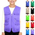 thumbnail image 1 of Husipze Kids Cargo Vest Sleeveless Pocket Front Full Zip Outdoor Sport Outerwear V-neck Breathable Lightweight Utility Jacket Purple 11-12 Years, 1 of 5