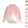 thumbnail image 1 of Husipze Kids Gradient Fuzzy Sweater Soft Long Sleeve Cozy Knit Mock Neck Pullover Warm Casual Fall Winter Jumper Top Pink 3 Years, 1 of 4