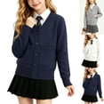 thumbnail image 1 of Husipze Kids Preppy Cardigan Sweater School Uniform V-neck Pockets Long Sleeve Button Open Front Knit Tops Fall Winter Outfit with Pockets Navy 3-4 Years, 1 of 9