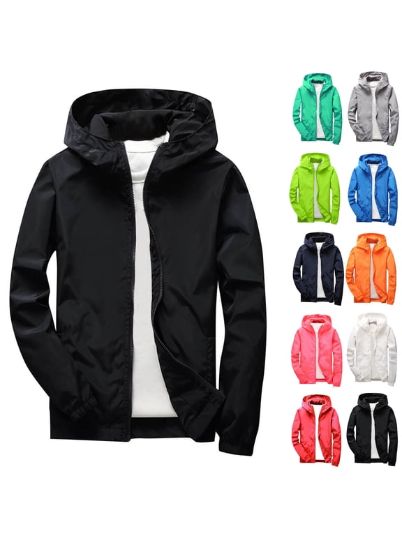 Kids Rain Jacket Jacket Hooded Waterproof Zip Up Active Outdoor Coat Long Sleeve Windproof Hiking School Outerwear Black 4-5 Years