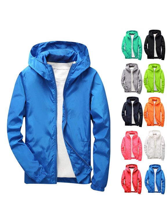 Kids Rain Jacket Jacket Hooded Waterproof Zip Up Active Outdoor Coat Long Sleeve Windproof Hiking School Outerwear Blue 7-8 Years