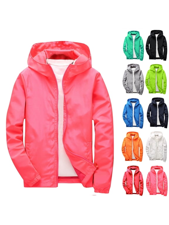 Kids Rain Jacket Jacket Hooded Waterproof Zip Up Active Outdoor Coat Long Sleeve Windproof Hiking School Outerwear Pink 5-6 Years