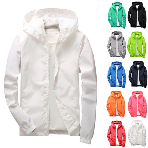 Husipze Kids Rain Jacket Jacket Hooded Waterproof Zip Up Active Outdoor Coat Long Sleeve Windproof Hiking School Outerwear White 5-6 Years