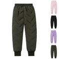 thumbnail image 1 of Husipze Kids Thick Winter Snow Pants Elastic Waist Ribbed Solid Pull on Insulated Warm Pants Waterproof Ankle Trousers Army Green 160, 1 of 5