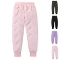 thumbnail image 1 of Husipze Kids Thick Winter Snow Pants Elastic Waist Ribbed Solid Pull on Insulated Warm Pants Waterproof Ankle Trousers Pink 140, 1 of 5