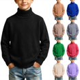 thumbnail image 1 of Husipze Kids Turtleneck Knit Sweater Ligthweight Long Sleeve Solid Cozy Knit Classic Casual Warm Pullover Black 1-2 Years, 1 of 8