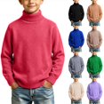 thumbnail image 1 of Husipze Kids Turtleneck Knit Sweater Ligthweight Long Sleeve Solid Cozy Knit Classic Casual Warm Pullover Hot Pink 2-3 Years, 1 of 8