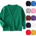 thumbnail image 1 of Husipze Knit Cardigan Sweater for Girl Boy Button down Open Front Warm Cozy Lightweight V-neck Casual oft Comfortable Outerwear Tops Green 4-5 Years, 1 of 7