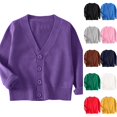 thumbnail image 1 of Husipze Knit Cardigan Sweater for Girl Boy Button down Open Front Warm Cozy Lightweight V-neck Casual oft Comfortable Outerwear Tops Purple 7-8 Years, 1 of 7