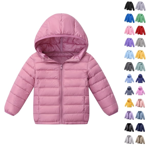 Husipze Lightweight Puffer Jacket for Kids Hooded Zip Up Quilted Winter Coat Packable Warm Comfortable Fit Outerwear Pink 6 Years
