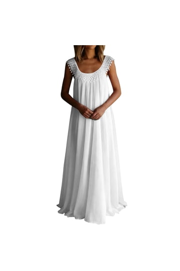 white tea party dress women Elegant All Lace White Party Dress Tea Length with Square Bubble Sleeves - $117.4896 #P74042