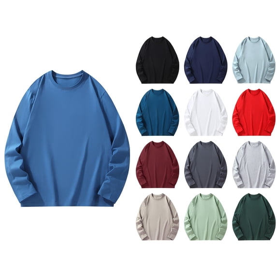 Husipze Men's Crew Neck Oversized Lightweight Sweatshirt Long‑Sleeve ...