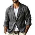 thumbnail image 1 of Husipze Men's Slim Fit Lightweight Linen Suit Jacket Tailored Blazer Lightweight Two Button Business Blazer Sport Coat with Pockets Dark Gray L, 1 of 9