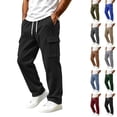 thumbnail image 1 of Husipze Mens Cargo Sweatpants Straight Leg Fleece Joggers Pants Elastic Drawstring Casual Loose Work Pants with Multiple Pockets Black 3XL, 1 of 10