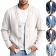 thumbnail image 1 of Husipze Mens Denim Jean Shirt V Neck Button Front Long Sleeve Casual Collarless Denim Jacket with Side Pockets White M, 1 of 9