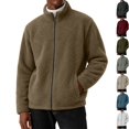 thumbnail image 1 of Husipze Mens Sherpa Fleece Jacket Full Zip Long Sleeve Teddy Fuzzy Cozy Winter Relaxed Fit Coat Insulated Warm Outerwear Coffee M, 1 of 8