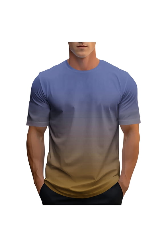 Mens Short Sleeve Gradient T Shirts Crew Neck Casual Basic Tees Soft Summer Tops for Daily Wear Workout Coffee M