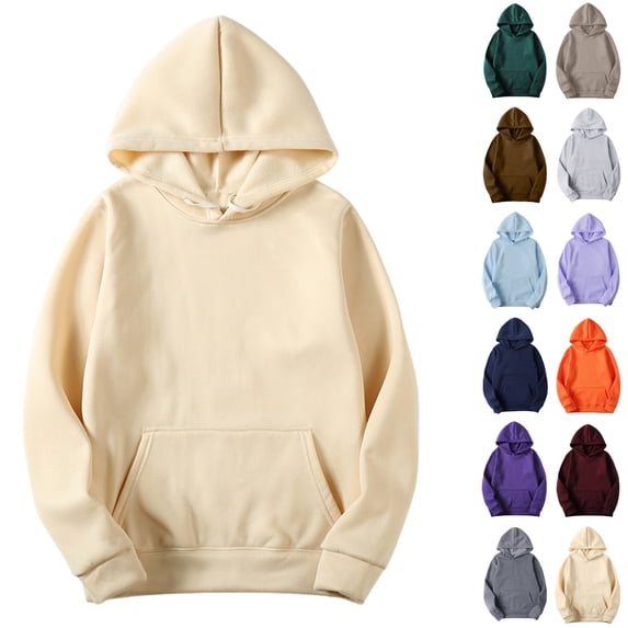 Husipze Oversized Hoodies for Women Long Sleeve Drawstring Solid Color Casual Hooded Pullover Sweatshirt with Kangaroo Pockets for Fall Winter Khaki XL