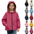 thumbnail image 1 of Husipze Rain Jacket for Kids Hooded Solid Full Zip Waterproof Lightweight Coat Windproof Breathable Girls Boys Outerwear Hot Pink 7-8 Years, 1 of 9