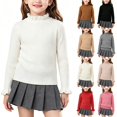 thumbnail image 1 of Husipze Ruffle Mock Neck Sweater for Girl Solid Long Sleeve Ribbed Knit Casual Pullover Fall Winter Warm Basic Layering Jumper Tops White 0-1 Years, 1 of 7