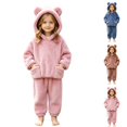 thumbnail image 1 of Husipze Sherpa 2 Piece Fuzzy Set for Girls Fleece Soft Cozy Hoodie with Bear Ear Tapered Elastic Waist Jogger Pants Kids Winter Loungewear Outfit Pink 4 Years, 1 of 8