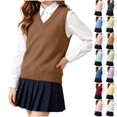 thumbnail image 1 of Husipze Sleeveless Sweater Vest for Girl Knit School Uniform Pullover Lightweight Breathable Preppy Layering Top Brown 14-15 Years, 1 of 9