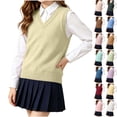 thumbnail image 1 of Husipze Sleeveless Sweater Vest for Girl Knit School Uniform Pullover Lightweight Breathable Preppy Layering Top Gold 5-6 Years, 1 of 9