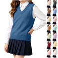 thumbnail image 1 of Husipze Sleeveless Sweater Vest for Girl Knit School Uniform Pullover Lightweight Breathable Preppy Layering Top Navy 5-6 Years, 1 of 9