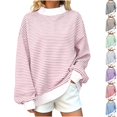thumbnail image 1 of Husipze Striped Mock Neck Sweatshirt for Women Long Sleeve Loose Oversized Fit Casual Pullover Sweatshirt Pink XL, 1 of 8