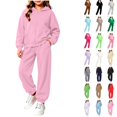 thumbnail image 1 of Husipze Sweat Suit Set 2 Piece Zip up Solid Hooded Sweatshirt and Tapered Jogger Sweatpants with Pockets Soft Fleece Tracksuit Pink 3-4 Years, 1 of 8