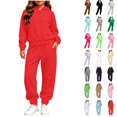 thumbnail image 1 of Husipze Sweat Suit Set 2 Piece Zip up Solid Hooded Sweatshirt and Tapered Jogger Sweatpants with Pockets Soft Fleece Tracksuit Red 7-8 Years, 1 of 8
