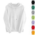 thumbnail image 1 of Husipze Sweatshirt for Women Oversized Long Sleeve Drawstring Fall Winter Casual Solid Hooded Pullover with Pockets White L, 1 of 6