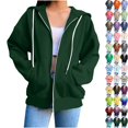 thumbnail image 1 of Husipze Sweatshirt for Women Zip Up Long Sleeve Drawstring Oversized Casual Fashion Hooded Sweatshirt with Pockets Dark Green S, 1 of 8