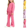 thumbnail image 1 of Husipze Sweatsuit Flare Leg Elastic Waist Bell Bottom Soft Fleece Sweatpants Solid Crewneck Pullover Sweatshirts Girls Two Piece Sweatshirt Set Pink 0-1 Years, 1 of 6