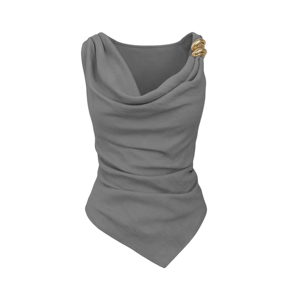 Husipze Tank Tops for Women Flowy Deep V Neck Women Shirts Elegant Sleeveless Summer Tops for Night Out Silver S
