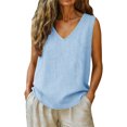 thumbnail image 1 of Husipze Tank Tops for Women Sleeveless V-Neck Loose Fit Casual Summer Lightweight Breathable Shirt Comfy Flowy Blouse Blue XL, 1 of 6