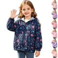 thumbnail image 1 of Husipze Toddler Cute Flower Printed Hooded Windbreaker Jacket Girls Boys Full Zip Fleece Lined Lightweight Casual Coat Long Sleeve Windproof Outerwear Purple 2 Years, 1 of 10