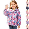 thumbnail image 1 of Husipze Toddler Cute Flower Printed Hooded Windbreaker Jacket Girls Boys Full Zip Fleece Lined Lightweight Casual Coat Long Sleeve Windproof Outerwear Purple 2 Years, 1 of 10