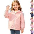 thumbnail image 1 of Husipze Toddler Cute Printed Hooded Windbreaker Jacket Girls Boys Full Zip Fleece Lined Lightweight Coat Long Sleeve Windproof Outerwear Pink 2 Years, 1 of 10