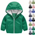 thumbnail image 1 of Husipze Toddler Hooded Rain Jacket Full Zip Windbreaker Waterproof Windproof Casual Outerwear Solf Lightweight Raincoat for Kid Green 3 Years, 1 of 8