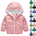 thumbnail image 1 of Husipze Toddler Hooded Rain Jacket Full Zip Windbreaker Waterproof Windproof Casual Outerwear Solf Lightweight Raincoat for Kid Pink 6 Years, 1 of 8