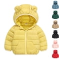 thumbnail image 1 of Husipze Toddler Lightweight Puffer Quilted Jackets Girls Boys Full Zip Winter Coat Insulated Outerwear with Bear Ear Hood Yellow 1-2 Years, 1 of 8