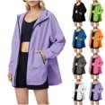 thumbnail image 1 of Husipze Women Rain Jackets Casual Zip Up Hooded Windbreaker Lightweight Portable Waterproof Raincoat Hiking Travel Jackets with Pockets Gray XL, 1 of 7