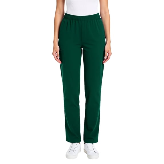 Husipze Women Scrubs Pant Workwear Mid-Rise Straight Fit Drawstring Elastic Waist Pull-On Loose Work Uniform for Women Green S