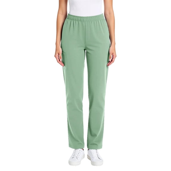 Husipze Women Scrubs Pant Workwear Mid-Rise Straight Fit Drawstring Elastic Waist Pull-On Loose Work Uniform for Women Mint Green S