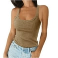 thumbnail image 1 of Husipze Women Spaghetti Strap Scoop Neck Ribbed Tank Tops Slim Fitted Cotton Camisole Basic Sleeveless Layering Shirts Brown XL, 1 of 6