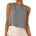 thumbnail image 1 of Husipze Women Tank Top Reversible Crew Neck Sleeveless Plaid Crop Top Gingham Shirt Casual Summer Cute Tshirts Black XL, 1 of 9